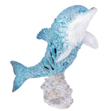 14 1/2 Inches High Aqua Coral-Look Dolphin on Coral