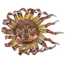 21 Inch Wide Windblown Metal Wall Sun