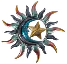 25 1/2 Inch Diameter Metal Moon, Star and Sun