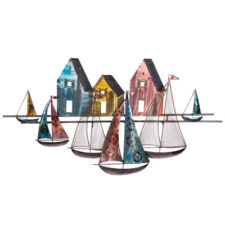 38 Inches Wide x 20 1/4 Inches High Boats and Houses Wall Decor