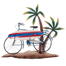 29 1/2" Wide Metal Surfboard and Bike Wall Decor