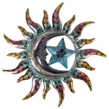 25 3/4 Inch Wide Metal Moon, Star and Sun