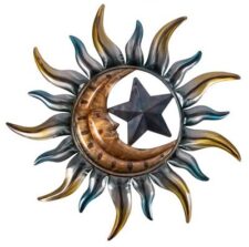 25 3/4 Inch Wide Metal Moon, Star and Sun