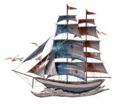 40 1/2 Inches Wide x 34 3/4 Inches High Clipper Ship Metal Wall Decor