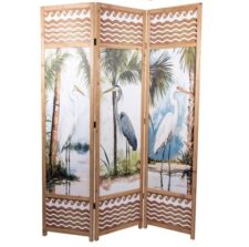 70 Inches H x 50 3/4 Inches W Double-Sided Heron Wooden Screen
