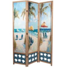 70 Inches H x 50 3/4 Inches W Double-Sided Wooden Beach Screen