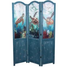 70 Inches H x 50 3/4 Inches W Double-Sided Wooden Turtle Screen