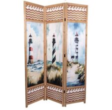 70 Inches H x 50 3/4 Inches W Double-Sided Wood Lighthouse Screen