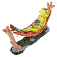 7 3/4 Inches Long Frog Relaxing in Hammock
