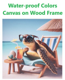 15 3/4 Inches Square Assortment Of Three Turtle Water-Proof Color Canvas Print Wall Art