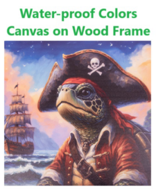 23 1/2 Inches Square Assortment Of Two Turtle Pirate Water-Proof Color Canvas Wall Art