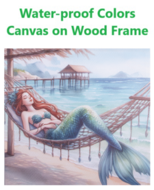 23 1/2 Inches Square Assortment Of Three Mermaid Water-Proof Canvas Print Wall Art