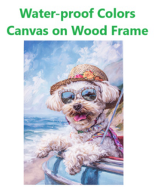 23 1/2 x 15 3/4 Inches Assortment Of Three Beach Dogs Water-Proof Color Canvas Wall Art