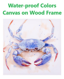 15 3/4 Inches Square Assortment Of Two Crab Water-Proof Color Canvas Print Wall Art
