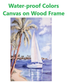 23 1/2 x 15 3/4 Inches Assortment Of Three Sailboats Water-Proof Color Canvas Wall Art