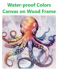 19 3/4 Inches Square Assortment Of Two Octopus Water-Proof Color Canvas Wall Art