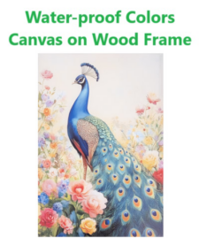 23 1/2 x 15 3/4 Inches Assortment Of Three Peacock Water-Proof Color Canvas Wall Art