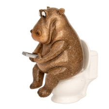 4 1/2 Inches High Hippo Texting on Toilet Figurine