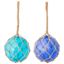 Assorted 8 Inch Diameter Nautical Glass Float in Rope