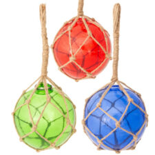 Assorted 6 Inch Diameter Nautical Glass Float in Rope