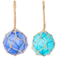 Assorted 6 Inch Diameter Nautical Glass Float in Rope