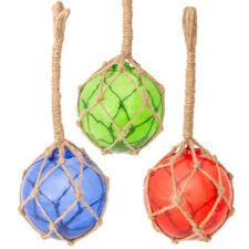 Assorted 5 Inch Diameter Nautical Glass Float in Rope