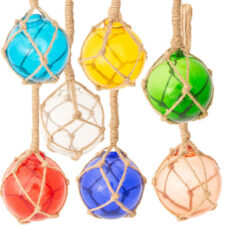 Assorted 4 Inch Diameter Nautical Glass Float in Rope