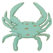 15 Inches High Light Aqua Wood Wall Crab