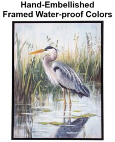 27 1/2 x 20 Inches Assortment Of Two Framed Heron Hand-Embellished Giclee Canvas Print