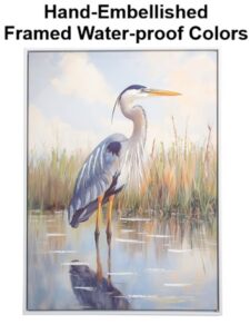 27 1/2 x 20 Inches Assortment Of Two Framed Heron Hand-Embellished Giclee Canvas Print