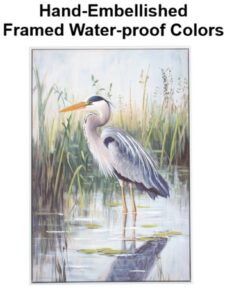 35 1/4 x 23 3/4 Inches Assortment Of Two Framed Heron Hand-Embellished Giclee Canvas Print