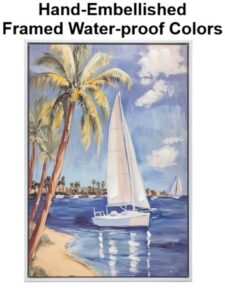 23 1/2 x 15 3/4 Inches Assortment Of Three Framed Sailboat Hand-Embellished Giclee Canvas Print