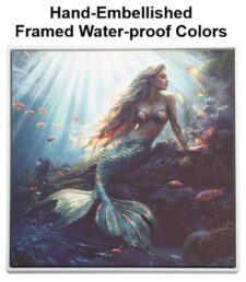 23 1/2 x 23 1/2 Inch Assortment Of Two Framed Mermaid Hand-Embellished Giclee Canvas Print