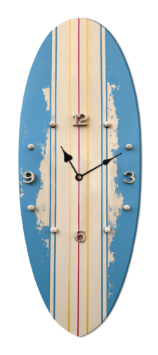 23 1/2 Inches High Wooden Surfboard Wall Clock