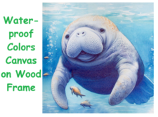 15 3/4 Inches Square Assortment of Two Manatee Water-Proof Color Canvas Print Wall Art