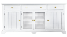 70 Inches Wide White Cabinet with Doors and Drawers