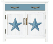 31 1/2 x 15 3/4 x 30 3/4 Inches Blue Starfish Cabinet